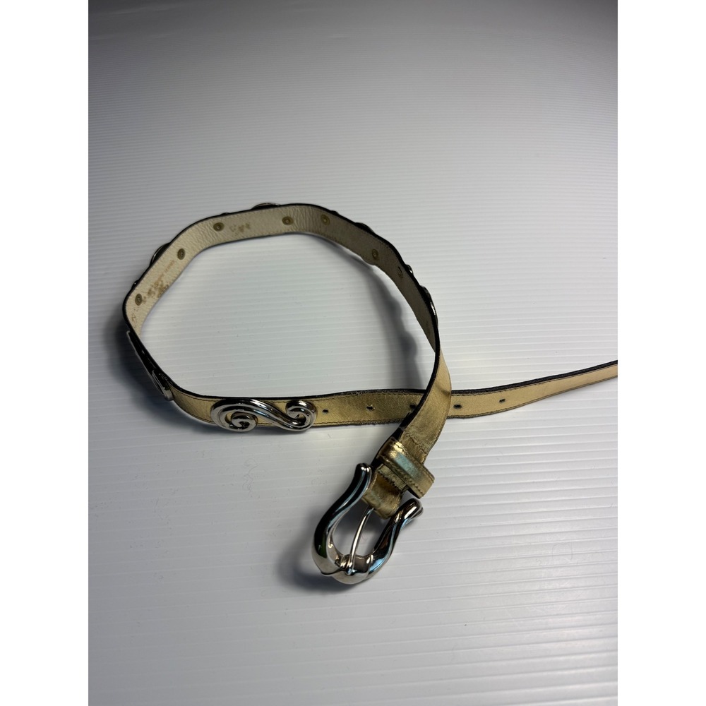 The Avignon Genuine Leather Gold Tone Belt‎ with Ornate Buckle Women's Small